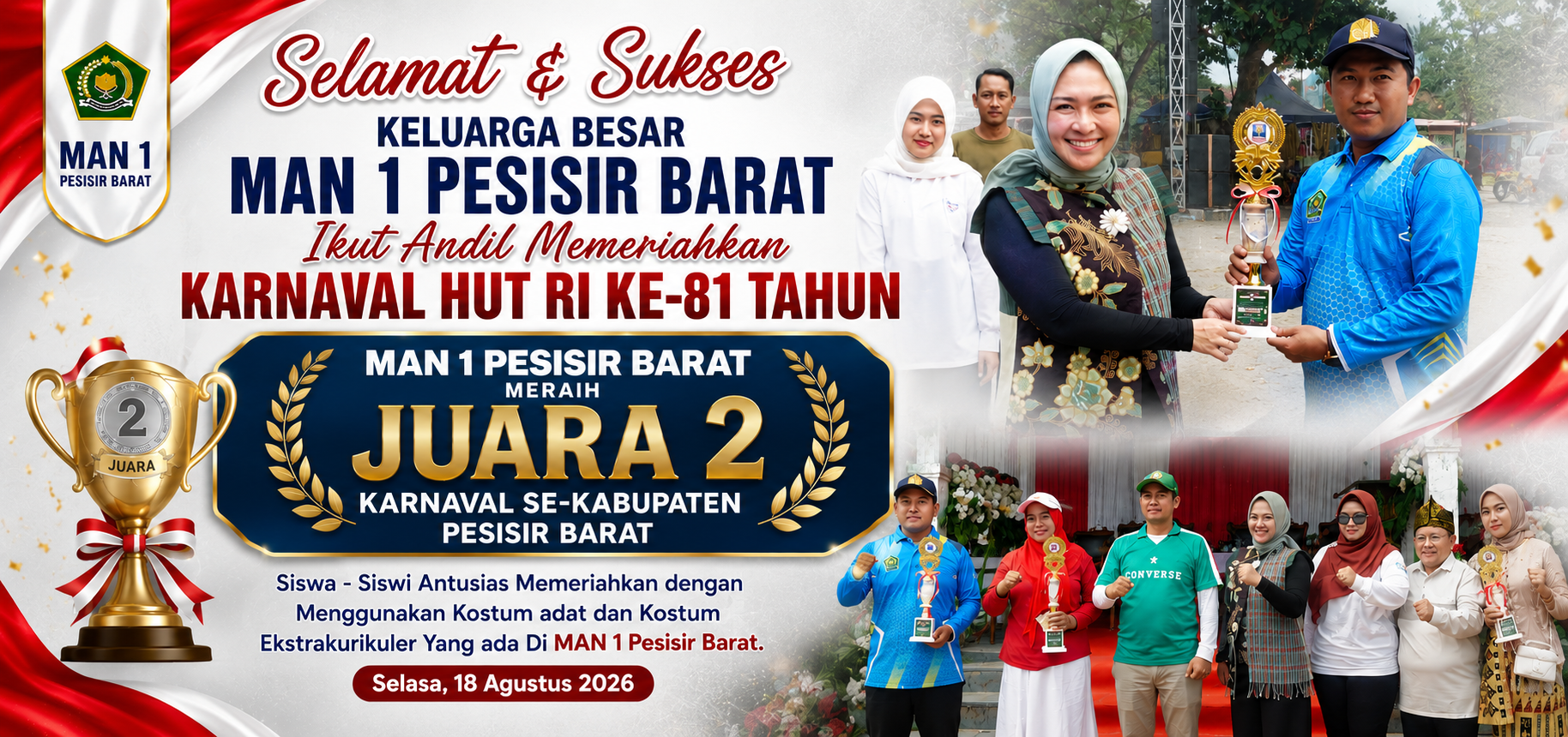MAN 1 Pesisir Barat Raih Juara 2 Karnaval Se-Kabupaten Pesisir Barat