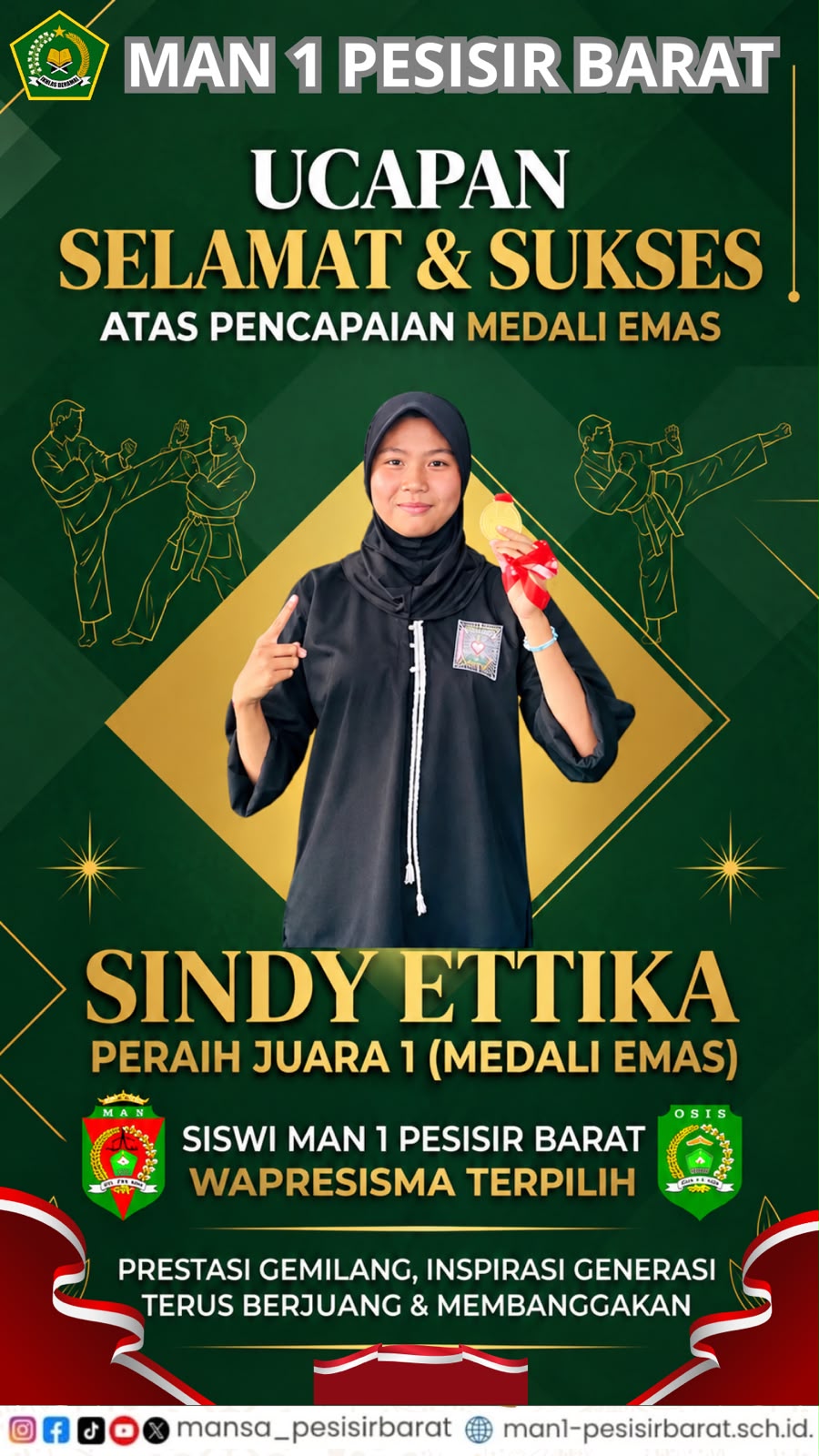 Siswi MAN 1 Pesisir Barat Raih Juara 1 dan Medali Emas