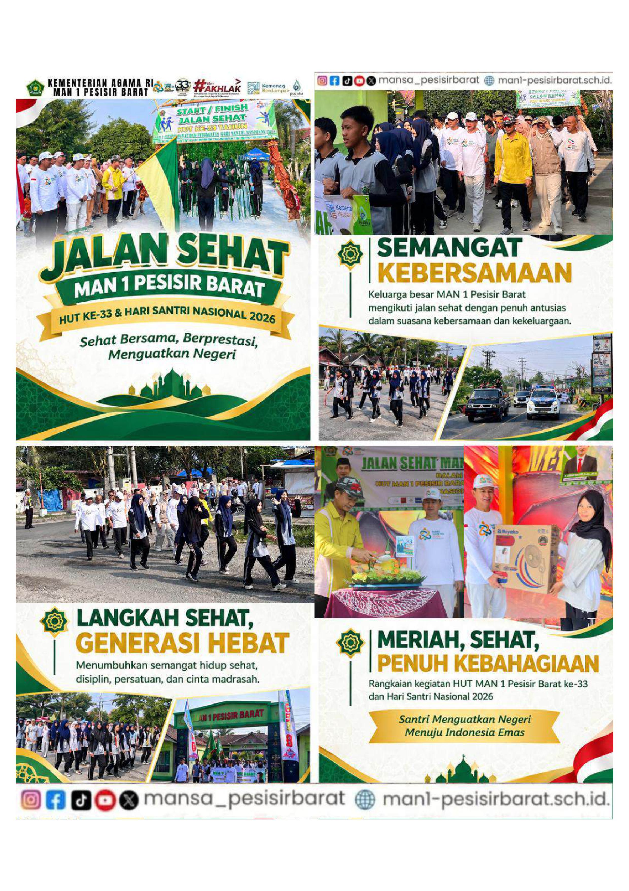 Jalan Sehat MAN 1 Pesisir Barat Meriahkan HUT ke-33 dan Hari Santri Nasional 2026